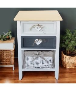 Cosma Mobiletto 3 Cassetti Grigio Chiaro in Legno 35x28x62 cm Shabby Chic