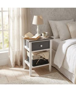 Cosma Mobiletto Andres 2 Cassetti Grigio Scuro 32x28x50 cm Stile Shabby Chic