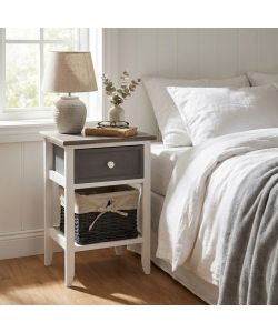 Cosma Mobiletto Andres 2 Cassetti Grigio Scuro 32x28x50 cm Stile Shabby Chic