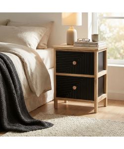 Cosma Mobiletto 2 Cassetti Nero in Legno Rettangolare Stile Industrial