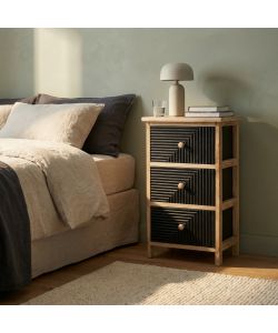Cosma Mobiletto 3 Cassetti in Legno Nero 34x25x60.5 cm Stile Industrial