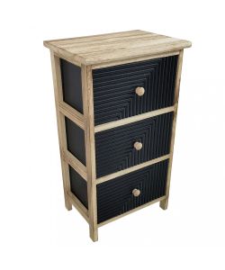 Cosma Mobiletto 3 Cassetti in Legno Nero 34x25x60.5 cm Stile Industrial