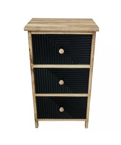 Cosma Mobiletto 3 Cassetti in Legno Nero 34x25x60.5 cm Stile Industrial