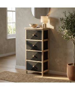 Cosma Mobiletto 4 Cassetti in Legno Nero 34x25x77 cm Stile Industrial