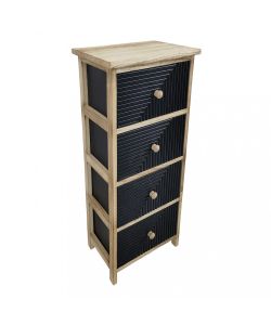 Cosma Mobiletto 4 Cassetti in Legno Nero 34x25x77 cm Stile Industrial