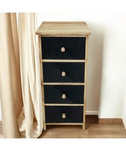 Cosma Mobiletto 4 Cassetti in Legno Nero 34x25x77 cm Stile Industrial