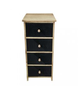 Cosma Mobiletto 4 Cassetti in Legno Nero 34x25x77 cm Stile Industrial