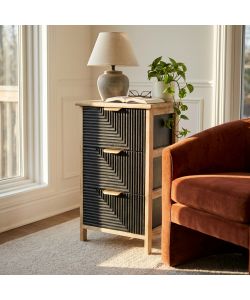 Cosma Mobiletto 3 Cassetti Nero in Legno 34x25x60,5 cm Stile Industrial