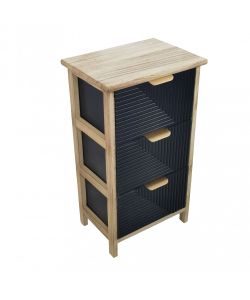 Cosma Mobiletto 3 Cassetti Nero in Legno 34x25x60,5 cm Stile Industrial