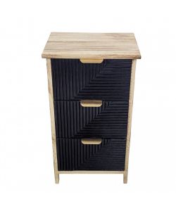 Cosma Mobiletto 3 Cassetti Nero in Legno 34x25x60,5 cm Stile Industrial