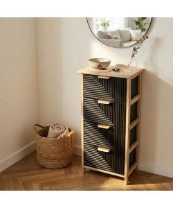 Cosma Mobiletto 4 Cassetti Nero in Legno 34x25x77 cm Stile Industrial
