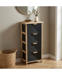 Cosma Mobiletto 4 Cassetti Nero in Legno 34x25x77 cm Stile Industrial