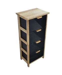 Cosma Mobiletto 4 Cassetti Nero in Legno 34x25x77 cm Stile Industrial