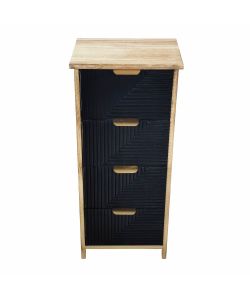 Cosma Mobiletto 4 Cassetti Nero in Legno 34x25x77 cm Stile Industrial