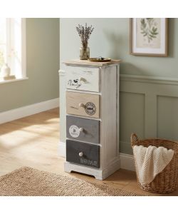 Cosma Mobiletto 4 Cassetti Legno Grigio Chiaro 29x25x72 cm Shabby Chic