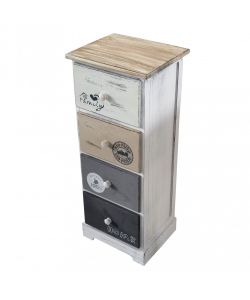 Cosma Mobiletto 4 Cassetti Legno Grigio Chiaro 29x25x72 cm Shabby Chic