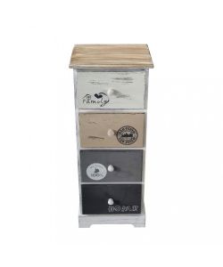 Cosma Mobiletto 4 Cassetti Legno Grigio Chiaro 29x25x72 cm Shabby Chic