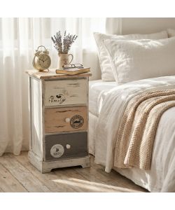 Cosma Mobiletto 3 Cassetti in Legno Grigio Chiaro 29x25x56 cm Shabby Chic