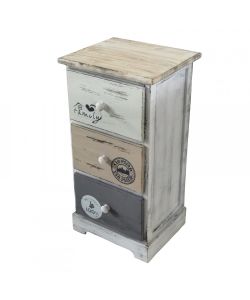 Cosma Mobiletto 3 Cassetti in Legno Grigio Chiaro 29x25x56 cm Shabby Chic