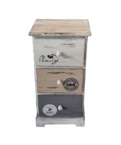 Cosma Mobiletto 3 Cassetti in Legno Grigio Chiaro 29x25x56 cm Shabby Chic