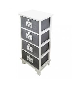 Cosma Mobiletto Beltran 4 Cassetti Grigio Scuro in Legno Stile Shabby Chic