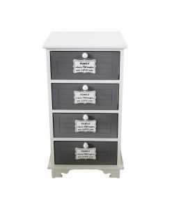 Cosma Mobiletto Beltran 4 Cassetti Grigio Scuro in Legno Stile Shabby Chic