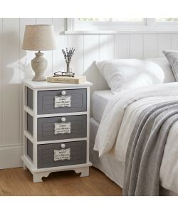 Cosma Mobiletto Beltran 3 Cassetti in Legno Grigio Scuro Stile Shabby Chic