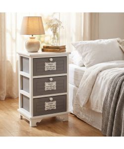 Cosma Mobiletto Beltran 3 Cassetti in Legno Grigio Scuro Stile Shabby Chic