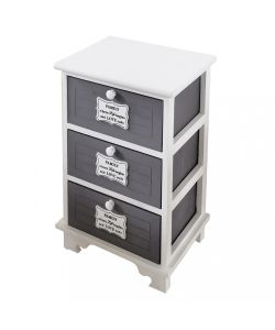 Cosma Mobiletto Beltran 3 Cassetti in Legno Grigio Scuro Stile Shabby Chic