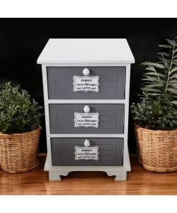 Cosma Mobiletto Beltran 3 Cassetti in Legno Grigio Scuro Stile Shabby Chic