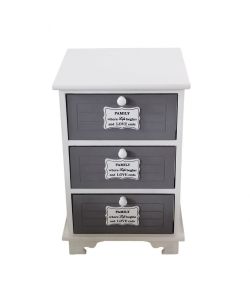 Cosma Mobiletto Beltran 3 Cassetti in Legno Grigio Scuro Stile Shabby Chic