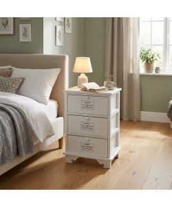 Cosma Mobiletto 3 Cassetti Bianco Rettangolare Stile Shabby Chic 37x28x57
