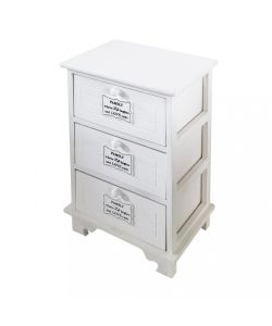 Cosma Mobiletto 3 Cassetti Bianco Rettangolare Stile Shabby Chic 37x28x57