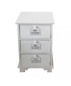 Cosma Mobiletto 3 Cassetti Bianco Rettangolare Stile Shabby Chic 37x28x57