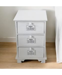 Cosma Mobiletto 3 Cassetti Bianco Rettangolare Stile Shabby Chic 37x28x57
