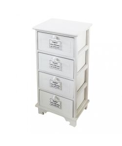 Cosma Mobiletto 4 Cassetti Bianco Legno Stile Shabby Chic 37x28x73 cm