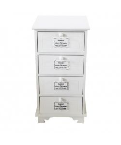 Cosma Mobiletto 4 Cassetti Bianco Legno Stile Shabby Chic 37x28x73 cm