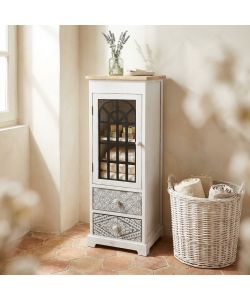 Cosma Mobiletto Vintage 2 Cassetti 1 Anta Bianco 32x29x88 cm