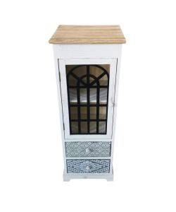 Cosma Mobiletto Vintage 2 Cassetti 1 Anta Bianco 32x29x88 cm
