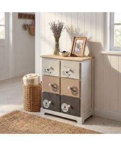 Cosma Mobiletto Legno 6 Cassetti 48x29x56 cm Bianco Grigio Chiaro