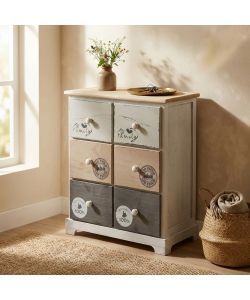 Cosma Mobiletto Legno 6 Cassetti 48x29x56 cm Bianco Grigio Chiaro