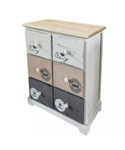 Cosma Mobiletto Legno 6 Cassetti 48x29x56 cm Bianco Grigio Chiaro