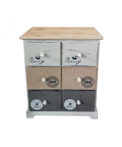 Cosma Mobiletto Legno 6 Cassetti 48x29x56 cm Bianco Grigio Chiaro