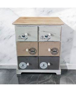 Cosma Mobiletto Legno 6 Cassetti 48x29x56 cm Bianco Grigio Chiaro