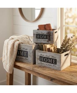 Cosma Set di 3 Cassette in Legno Grigio Chiaro Stile Shabby Chic