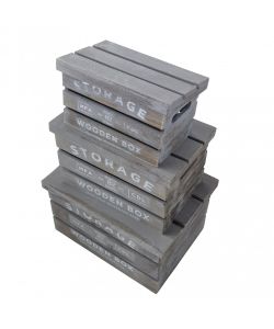 Cosma Set di 3 Cassette Adelita in Legno Grigio Shabby Chic Rettangolari