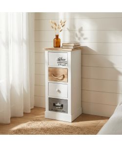 Cosma Mobiletto Blas 4 Cassetti Bianco Shabby Chic 29x27x63 cm Fisso
