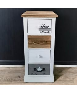 Cosma Mobiletto Blas 4 Cassetti Bianco Shabby Chic 29x27x63 cm Fisso