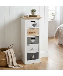 Cosma Mobiletto Blas 5 Cassetti Bianco in Legno Stile Shabby Chic 29x27x81 cm