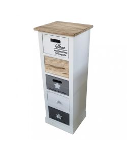 Cosma Mobiletto Blas 5 Cassetti Bianco in Legno Stile Shabby Chic 29x27x81 cm